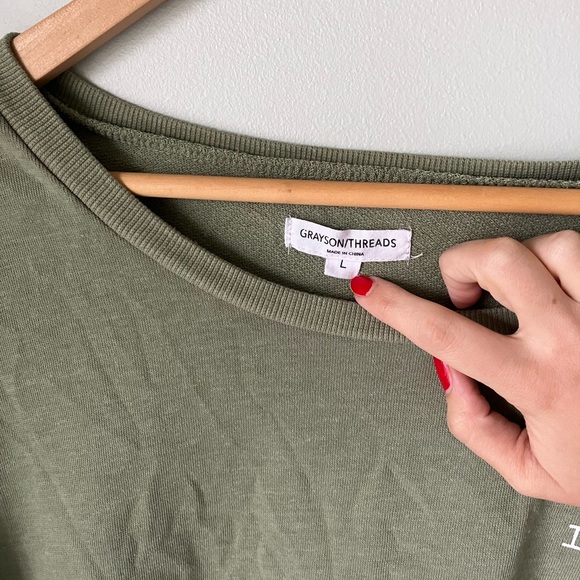 Grayson Threads ‘Always Latte’ Crew Neck Cropped Sweatshirt - Picture 3 of 6